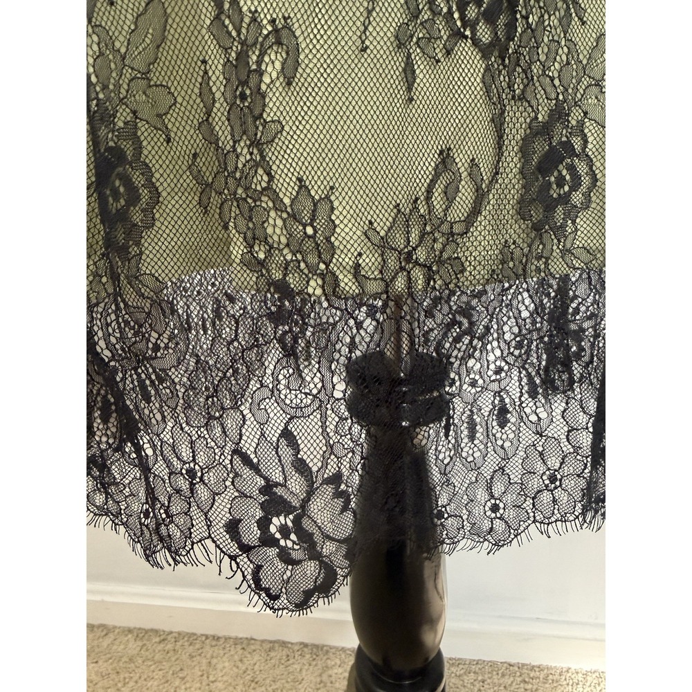 CIDER New Black Lace Milkmaid DRESS M Green Mesh Whimsigoth Fairy Grunge Goblin - Picture 11 of 16